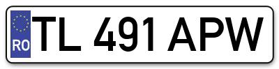 Placuta inmatriculare numar auto  TL-491-APW, TL 491 APW, TL491APW