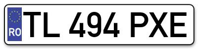 Placuta inmatriculare numar auto  TL-494-PXE, TL 494 PXE, TL494PXE
