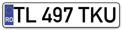 Placuta inmatriculare numar auto  TL-497-TKU, TL 497 TKU, TL497TKU