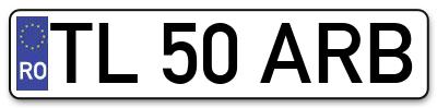 Placuta inmatriculare numar auto  TL-50-ARB, TL 50 ARB, TL50ARB