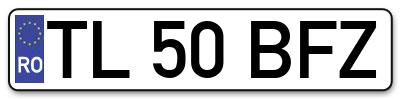 Placuta inmatriculare numar auto  TL-50-BFZ, TL 50 BFZ, TL50BFZ