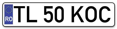 Placuta inmatriculare numar auto  TL-50-KOC, TL 50 KOC, TL50KOC