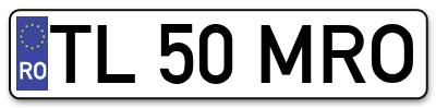Placuta inmatriculare numar auto  TL-50-MRO, TL 50 MRO, TL50MRO