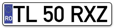 Placuta inmatriculare numar auto  TL-50-RXZ, TL 50 RXZ, TL50RXZ