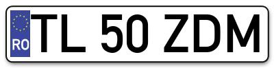 Placuta inmatriculare numar auto  TL-50-ZDM, TL 50 ZDM, TL50ZDM