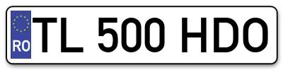 Placuta inmatriculare numar auto  TL-500-HDO, TL 500 HDO, TL500HDO