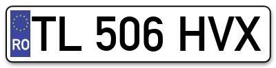Placuta inmatriculare numar auto  TL-506-HVX, TL 506 HVX, TL506HVX