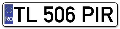Placuta inmatriculare numar auto  TL-506-PIR, TL 506 PIR, TL506PIR