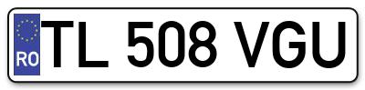 Placuta inmatriculare numar auto  TL-508-VGU, TL 508 VGU, TL508VGU
