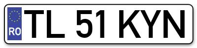 Placuta inmatriculare numar auto  TL-51-KYN, TL 51 KYN, TL51KYN