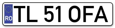 Placuta inmatriculare numar auto  TL-51-OFA, TL 51 OFA, TL51OFA