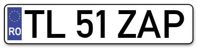Placuta inmatriculare numar auto  TL-51-ZAP, TL 51 ZAP, TL51ZAP