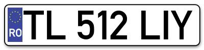 Placuta inmatriculare numar auto  TL-512-LIY, TL 512 LIY, TL512LIY