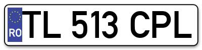 Placuta inmatriculare numar auto  TL-513-CPL, TL 513 CPL, TL513CPL