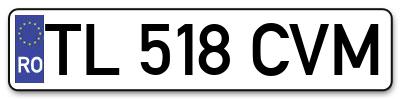 Placuta inmatriculare numar auto  TL-518-CVM, TL 518 CVM, TL518CVM