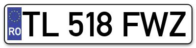 Placuta inmatriculare numar auto  TL-518-FWZ, TL 518 FWZ, TL518FWZ