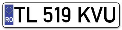 Placuta inmatriculare numar auto  TL-519-KVU, TL 519 KVU, TL519KVU