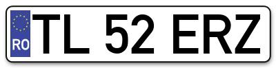 Placuta inmatriculare numar auto  TL-52-ERZ, TL 52 ERZ, TL52ERZ