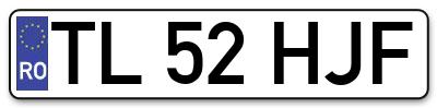 Placuta inmatriculare numar auto  TL-52-HJF, TL 52 HJF, TL52HJF