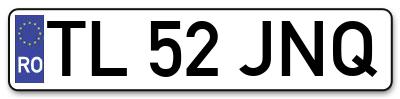 Placuta inmatriculare numar auto  TL-52-JNQ, TL 52 JNQ, TL52JNQ