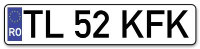 Placuta inmatriculare numar auto  TL-52-KFK, TL 52 KFK, TL52KFK