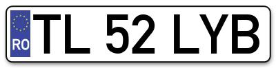 Placuta inmatriculare numar auto  TL-52-LYB, TL 52 LYB, TL52LYB