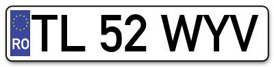 Placuta inmatriculare numar auto  TL-52-WYV, TL 52 WYV, TL52WYV