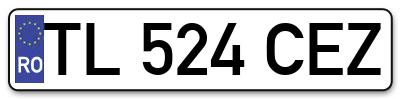 Placuta inmatriculare numar auto  TL-524-CEZ, TL 524 CEZ, TL524CEZ