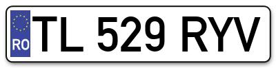 Placuta inmatriculare numar auto  TL-529-RYV, TL 529 RYV, TL529RYV