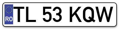 Placuta inmatriculare numar auto  TL-53-KQW, TL 53 KQW, TL53KQW