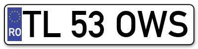 Placuta inmatriculare numar auto  TL-53-OWS, TL 53 OWS, TL53OWS