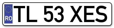 Placuta inmatriculare numar auto  TL-53-XES, TL 53 XES, TL53XES