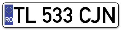 Placuta inmatriculare numar auto  TL-533-CJN, TL 533 CJN, TL533CJN