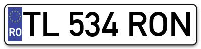Placuta inmatriculare numar auto  TL-534-RON, TL 534 RON, TL534RON