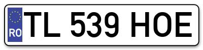 Placuta inmatriculare numar auto  TL-539-HOE, TL 539 HOE, TL539HOE