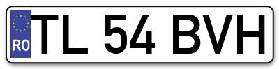 Placuta inmatriculare numar auto  TL-54-BVH, TL 54 BVH, TL54BVH