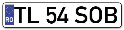 Placuta inmatriculare numar auto  TL-54-SOB, TL 54 SOB, TL54SOB