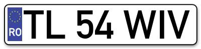 Placuta inmatriculare numar auto  TL-54-WIV, TL 54 WIV, TL54WIV