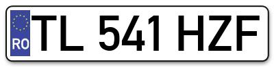 Placuta inmatriculare numar auto  TL-541-HZF, TL 541 HZF, TL541HZF