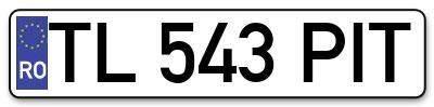 Placuta inmatriculare numar auto  TL-543-PIT, TL 543 PIT, TL543PIT