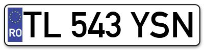 Placuta inmatriculare numar auto  TL-543-YSN, TL 543 YSN, TL543YSN