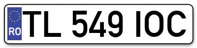 Placuta inmatriculare numar auto  TL-549-IOC, TL 549 IOC, TL549IOC