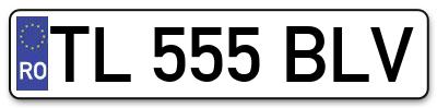 Placuta inmatriculare numar auto  TL-555-BLV, TL 555 BLV, TL555BLV