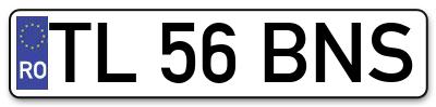 Placuta inmatriculare numar auto  TL-56-BNS, TL 56 BNS, TL56BNS