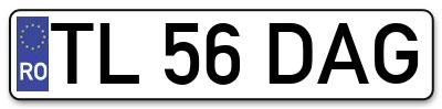Placuta inmatriculare numar auto  TL-56-DAG, TL 56 DAG, TL56DAG