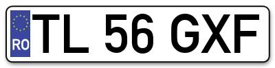 Placuta inmatriculare numar auto  TL-56-GXF, TL 56 GXF, TL56GXF