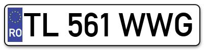 Placuta inmatriculare numar auto  TL-561-WWG, TL 561 WWG, TL561WWG