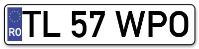 Placuta inmatriculare numar auto  TL-57-WPO, TL 57 WPO, TL57WPO