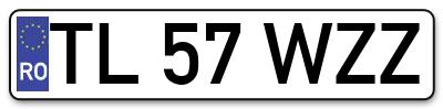 Placuta inmatriculare numar auto  TL-57-WZZ, TL 57 WZZ, TL57WZZ