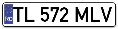 Placuta inmatriculare numar auto  TL-572-MLV, TL 572 MLV, TL572MLV